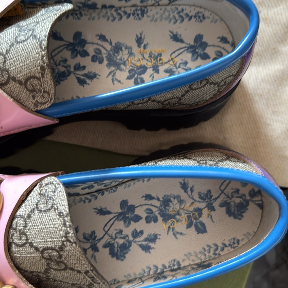 GG Supreme Monogram Cordovan Lux Womens Harald Horsebit WORN ONE TIME! 38 1/2. - Picture 5 of 6